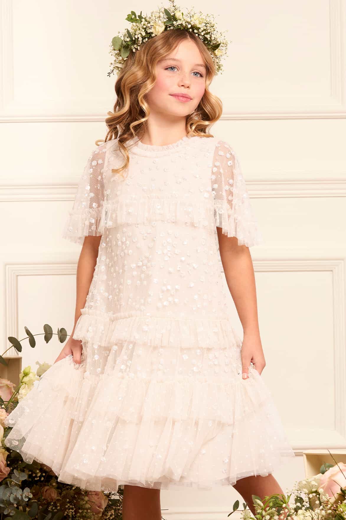 Leila Dot Tiered Cape Kids Dress